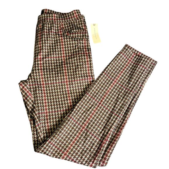 Anthropologie Pants - Anthropologie Sanctuary Red Plaid Houndstooth Skinny Pants Womens Medium NWT*